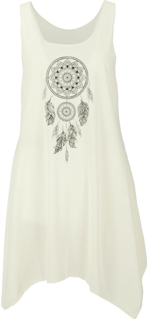 Vestido corto con estampado étnico - Color crema / Diseño Imagen del producto 