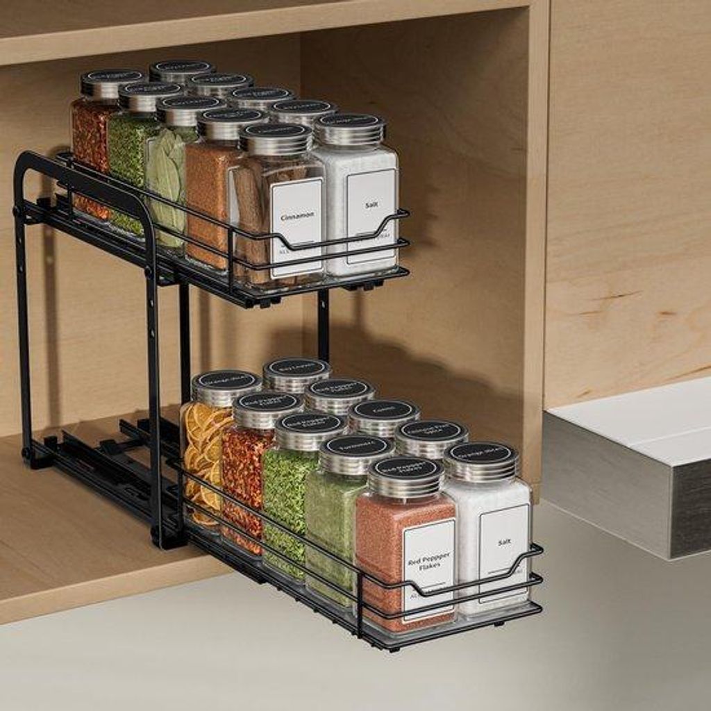 Unyqoos Ausziehbarkeit und verstellbares Küchengewürzregal für optimale Schrankorganisation