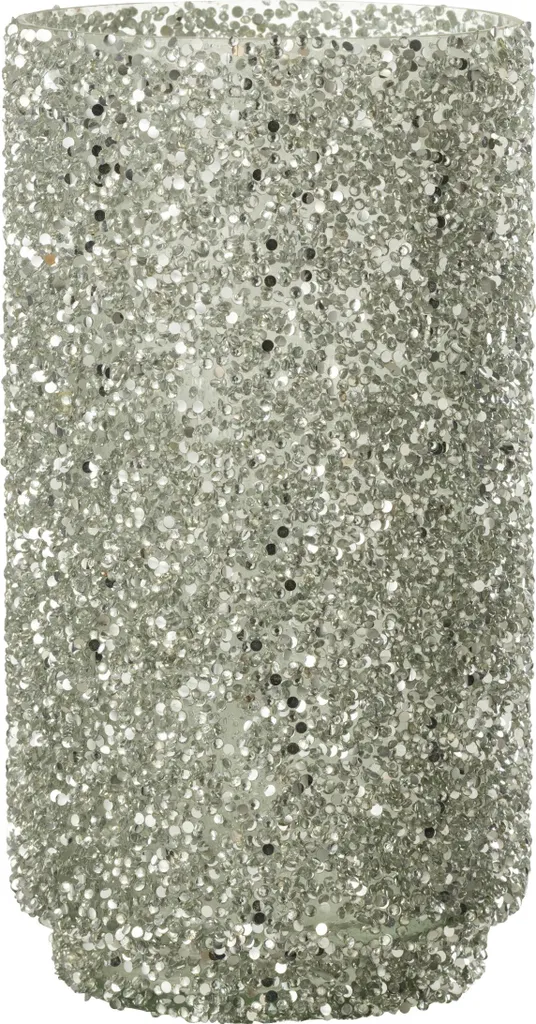 Photophore en Verre Argent Scintillant J-Line - Finition Large Luxe
