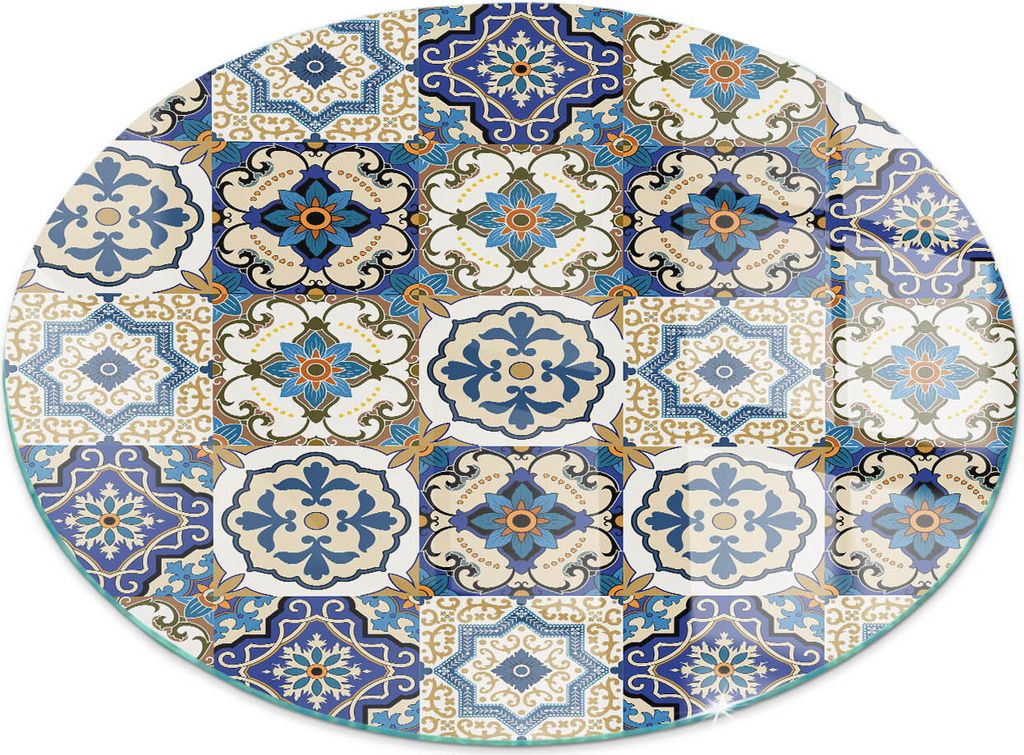 Mosaikmuster mit Blumen – Glasbodenplatte für – Kaminofen – Kaminplatte Glas – Schutzglas – Funkenschutzplatte –Glasbodenplatte Feuerf...