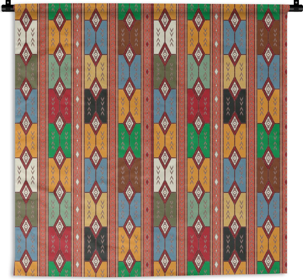 MuchoWow Wandteppich Wandbehang Geometrie - Muster - Südamerika 120x120 cm Tapisserie Dekoration Wandtuch - Modern - Baumwollgewebe