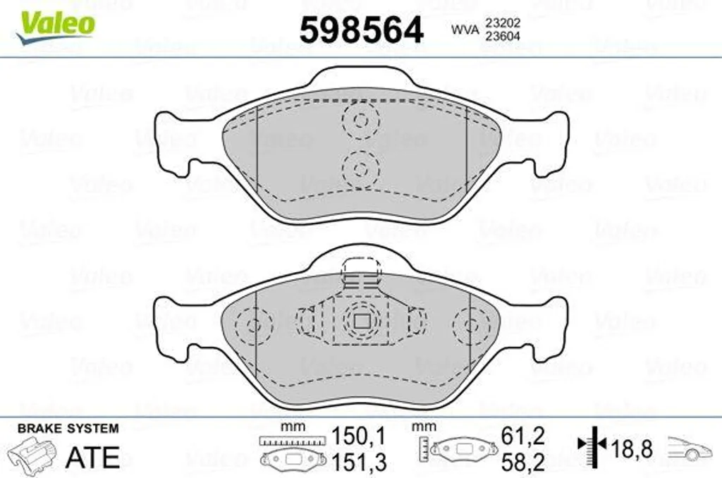 Plaquettes de Frein Silencieuses Valeo 598564 Haute Résistance OE 1633674