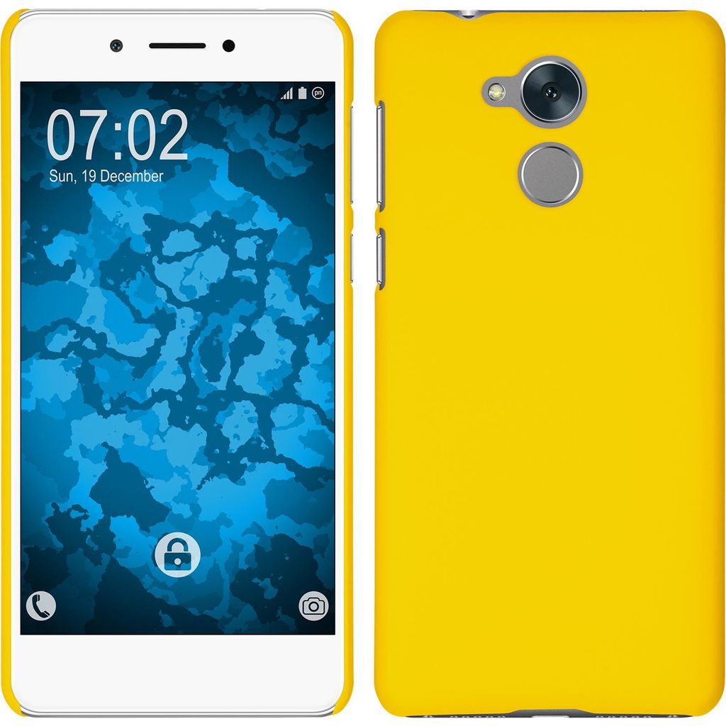 PhoneNatic Case kompatibel mit Huawei Nova Smart (Honor 6c) - Hülle gelb gummiert Hard-case Cover