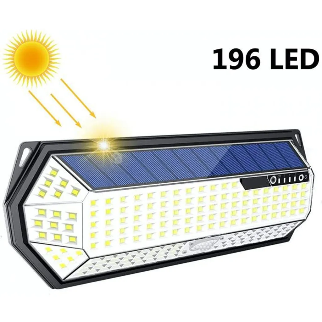 Éclairage solaire 196 LED iQtech iPro sans fil avec capteur automatique
