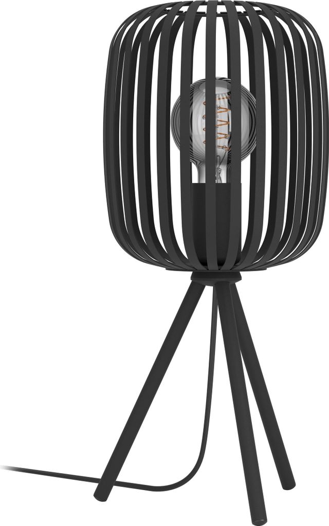 EGLO Tischlampe Romazzina, Stativ Nachttischlampe, Dreibein Tischleuchte aus Metall in Schwarz, Deko Schlafzimmer, Wohnzimmer Tisch Lampe, E27 Fassung