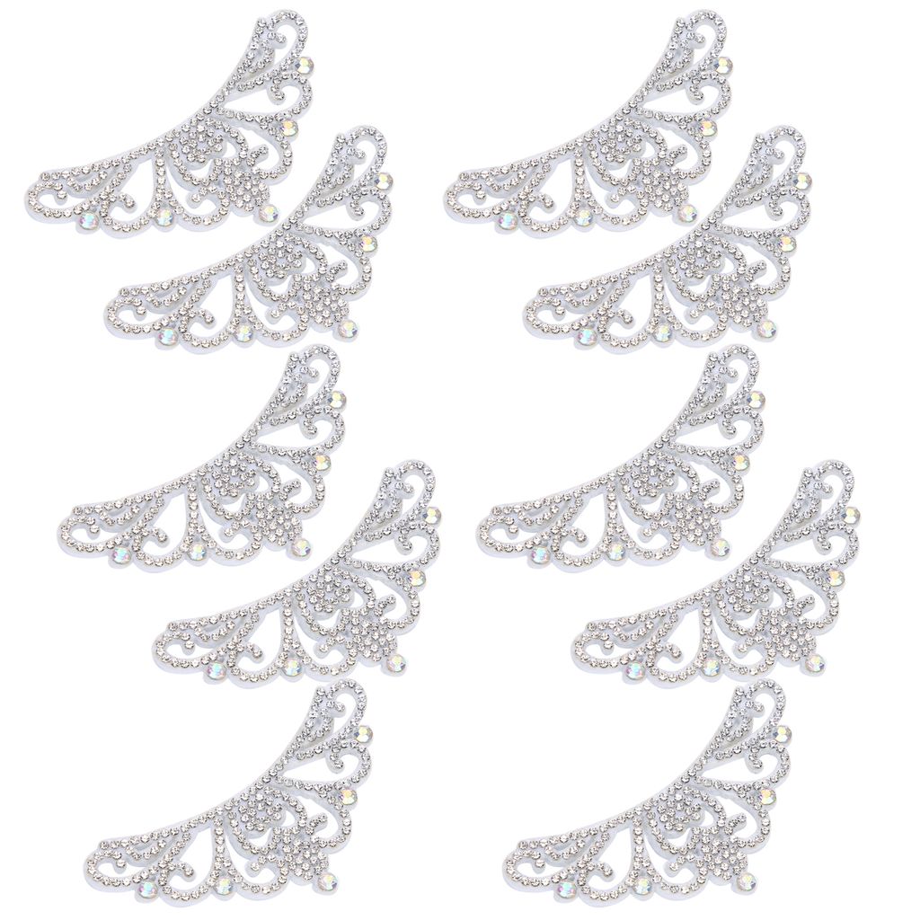 10PCS Strasssteine Stoff Applique Krone geformt Patches Kleidung Zubehör (8,3x4,5cm weiß)
