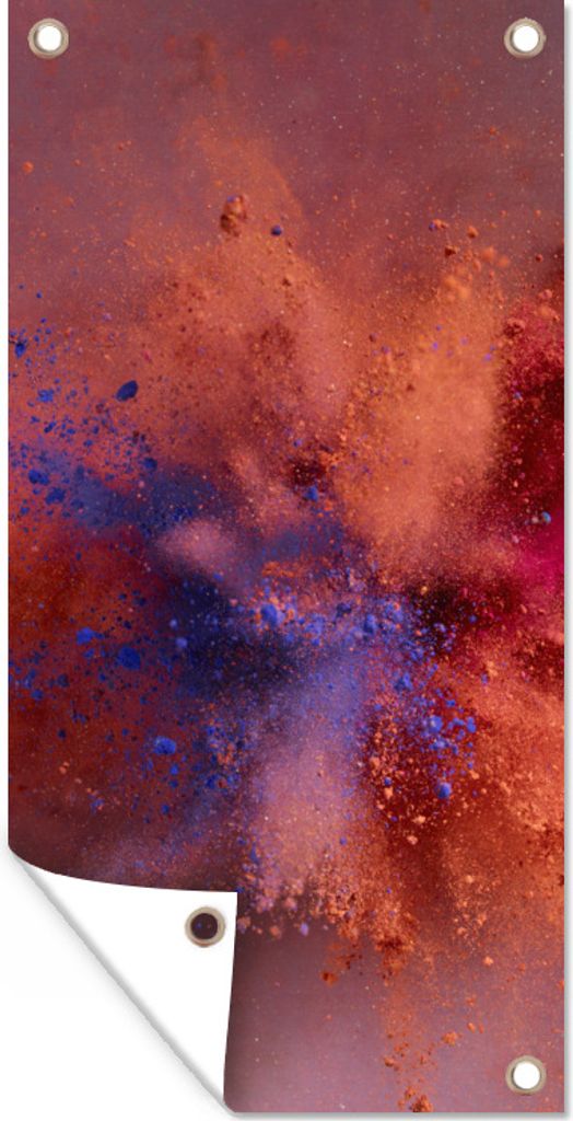 MuchoWow 30x60 cm Outdoor-Poster Gartendeko Sichtschutz Garten Poster für den Garten Puder - Rot - Orange - Abstrakt