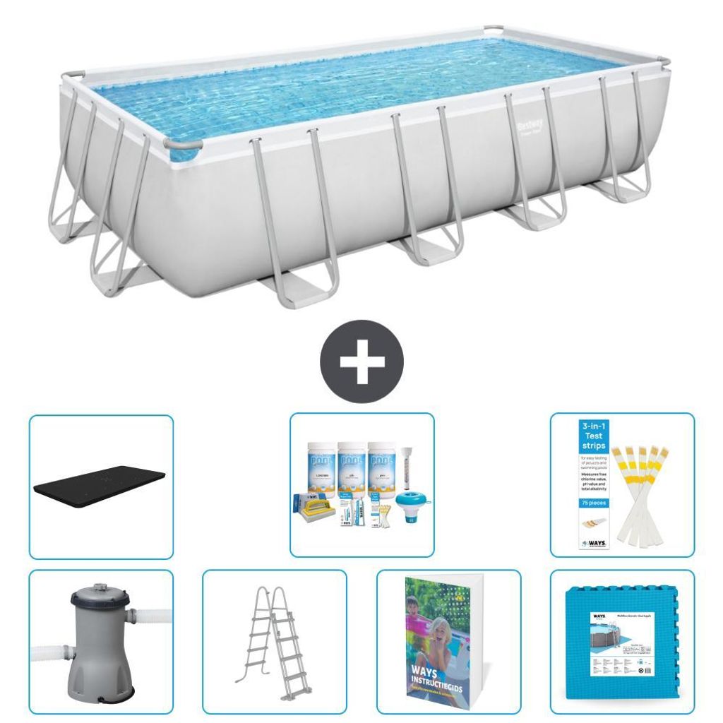 Bestway Power Steel Rechteckig - 488x244x122 cm - 8-teilig S536