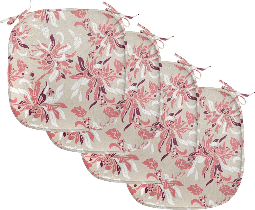Coussin de Cuisine 40x40cm Lot de 4 pour Chaise Beige et Rose Pastel