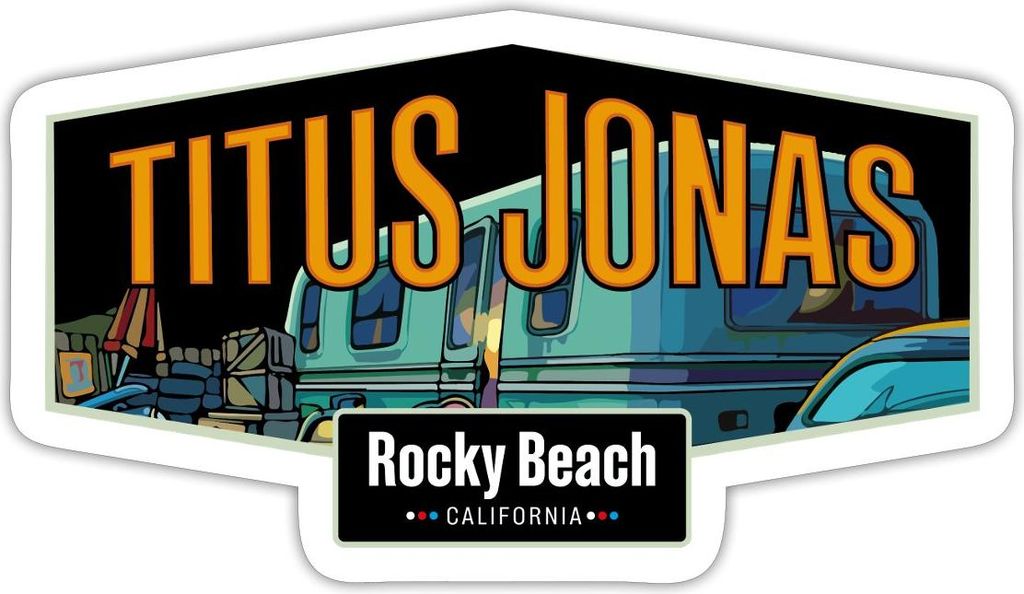 Spreadshirt Die drei Fragezeichen Titus Jonas Wohnwagen Sticker Aufkleber, 10 x 10 cm, Mattweiß