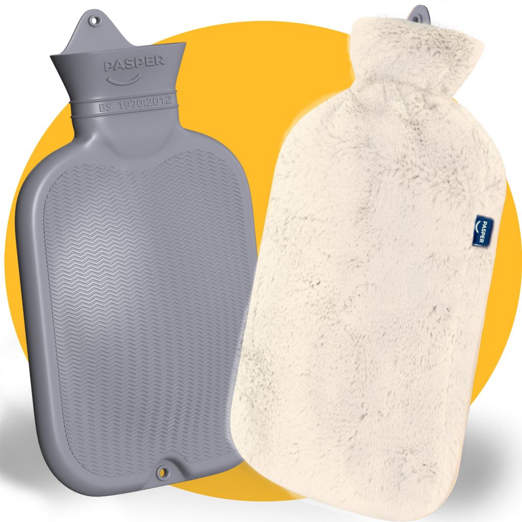 Pasper XXL Wärmflasche 3,5 L mit weichem Bezug Beige – Produktbild 