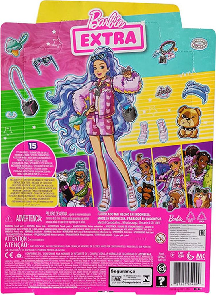 Barbie Extra Puppe mit lila-welligem Haar, Anziehpuppe, Produktbild 5