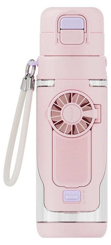 2-in-1 Faltbare Trinkflasche mit Ventilator und 3 Geschwindigkeitsstufen, 690 ml Tritan Kühlbecher für Sport im Freien, Fitnessstudio und auf Rei...