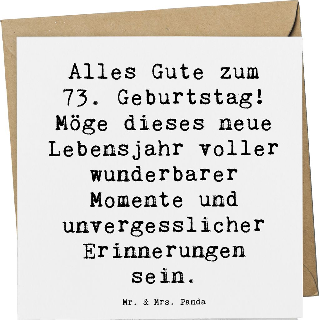 Mr. & Mrs. Panda Grußkarte Spruch 73. Geburtstag - Weiß - Geschenk, Wünsche zum, Happy Birthday, Glückwunschkarte, Klappkarte, Meilenstein, Ges...