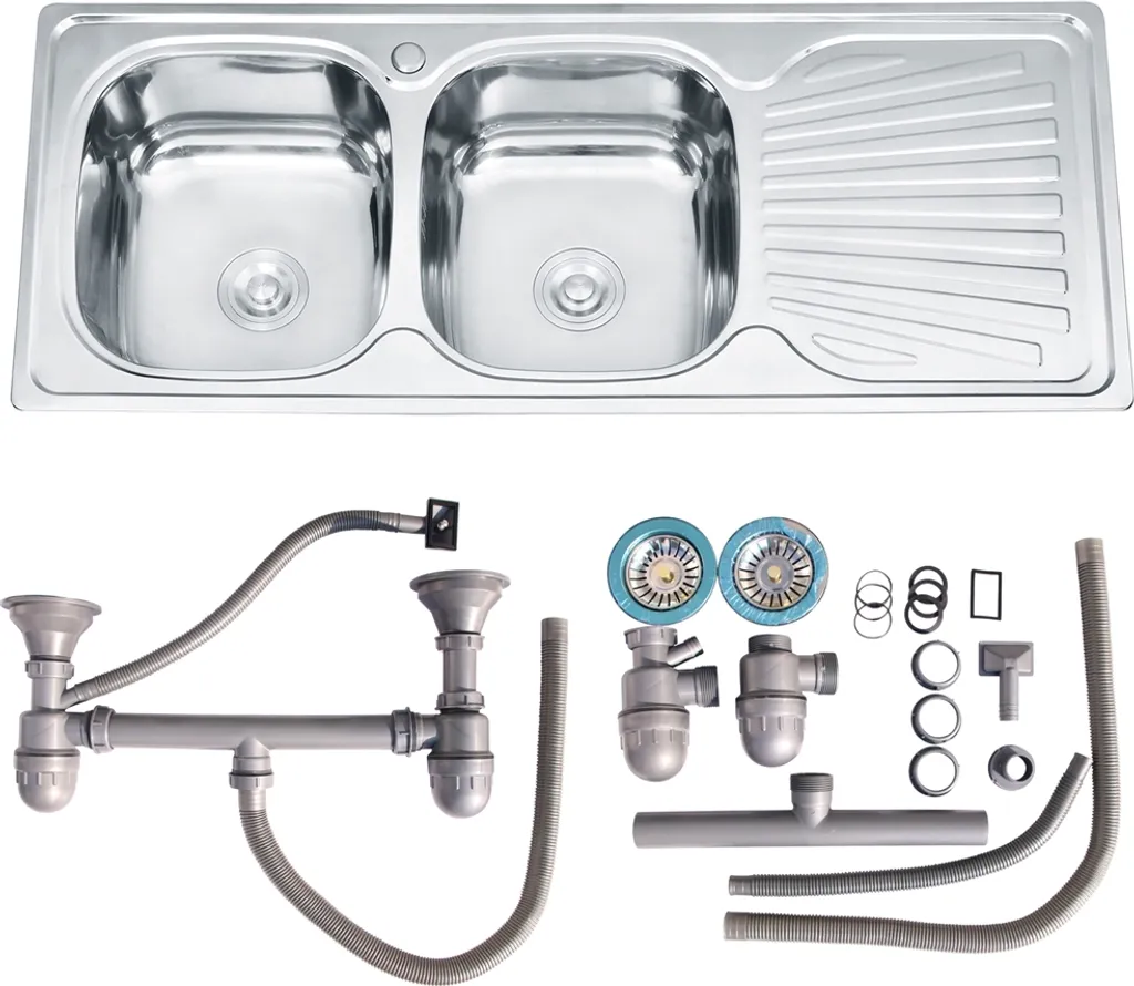 Lavello Cucina Acciaio 120x50 Vasca Singola e Gocciolatoio Destro