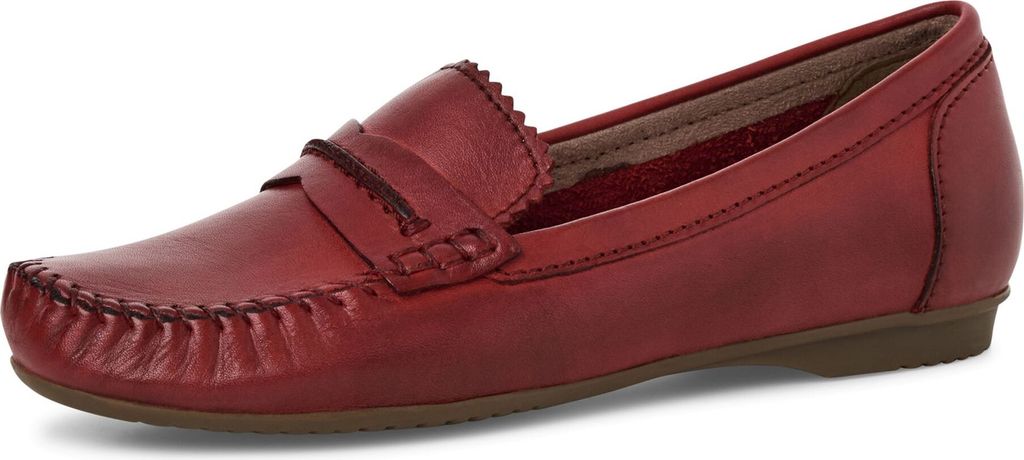 MARCO TOZZI Damen Slipper Leder Ballerina Loafer Ziernaht 2-24225-42, Größe:40 EU, Farbe:Rot