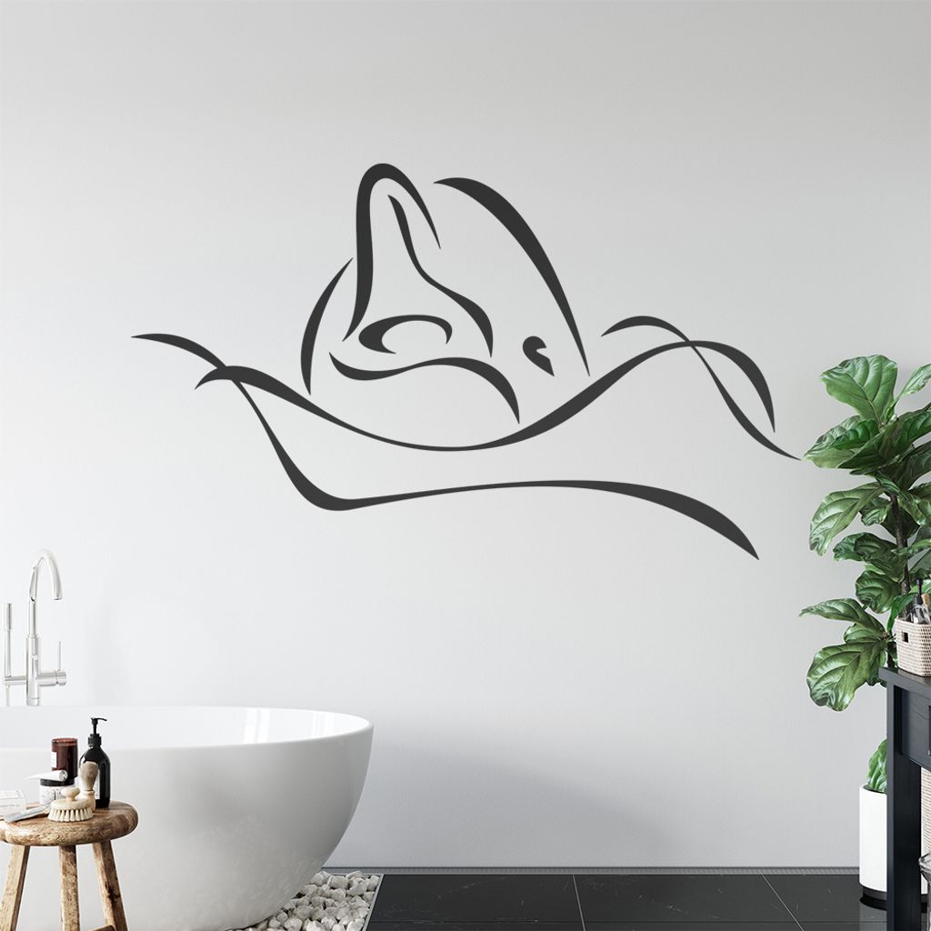 Delfin Linien - Delfine Wandtattoo in 6 Größen - Wandaufkleber Wall Sticker - Dekoration, Küche, Wohnzimmer, Schlafzimmer, Badezimmer