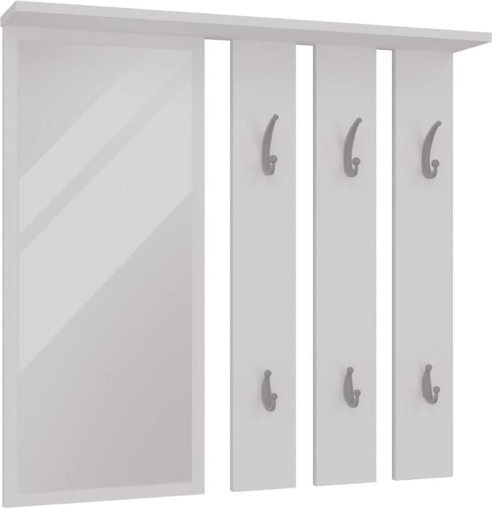 BDW, Wandgarderobe Modern mit Spiegel und Ablage, Weiß Opal, 15x85x82cm