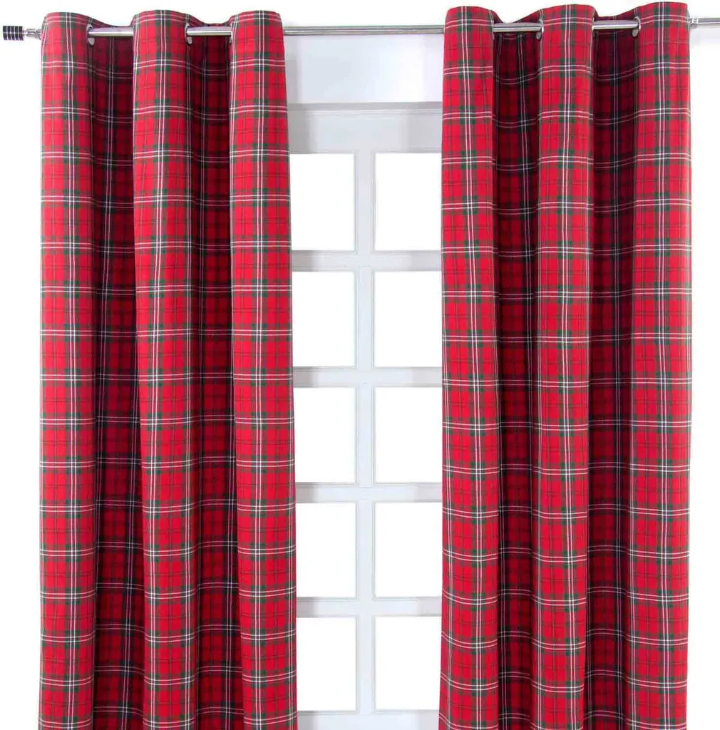 Rideaux Edward 100% coton motif tartan avec œillets métalliques 137x117 cm