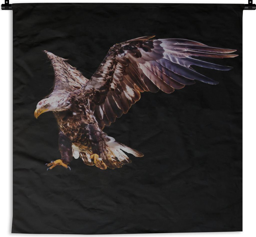 MuchoWow Wandteppich Wandbehang Adler - Vogel - Schwarz 150x150 cm Tapisserie Dekoration Wandtuch - Wohnaccessoires - Modernes