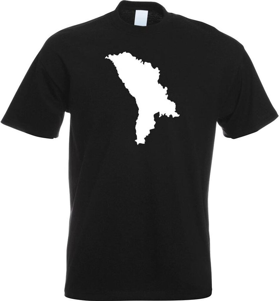 Kiwistar - T-Shirt - schwarz - Moldawien Umriss Kontur Herren Funshirt Bedruckt Design Sprüche Spruch Motive - mit Motiv Bedruckt - Funshirt Desig...