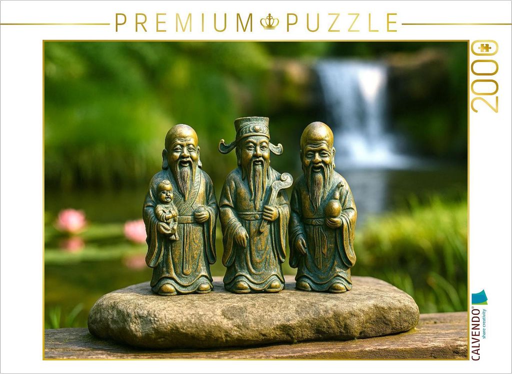 CALVENDO Puzzle Fuk, Luk, Sau - Wohlstand, Erfolg und ein erfülltes Leben | 2000 Teile Lege-Größe 90x67cm Foto-Puzzle für glückliche Stunden