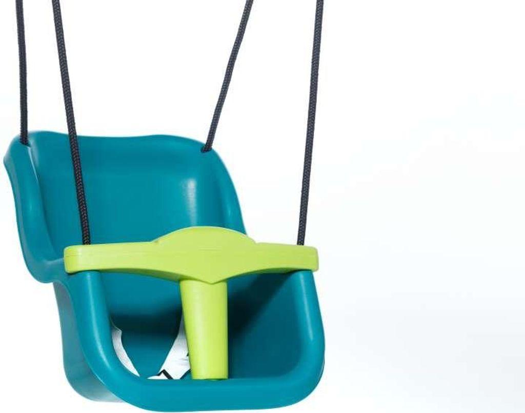 Dice Klettergerüst Zubehör Kunststoff-Babysitz Türkis/Grün mit schwarz geflochtenem Seil
