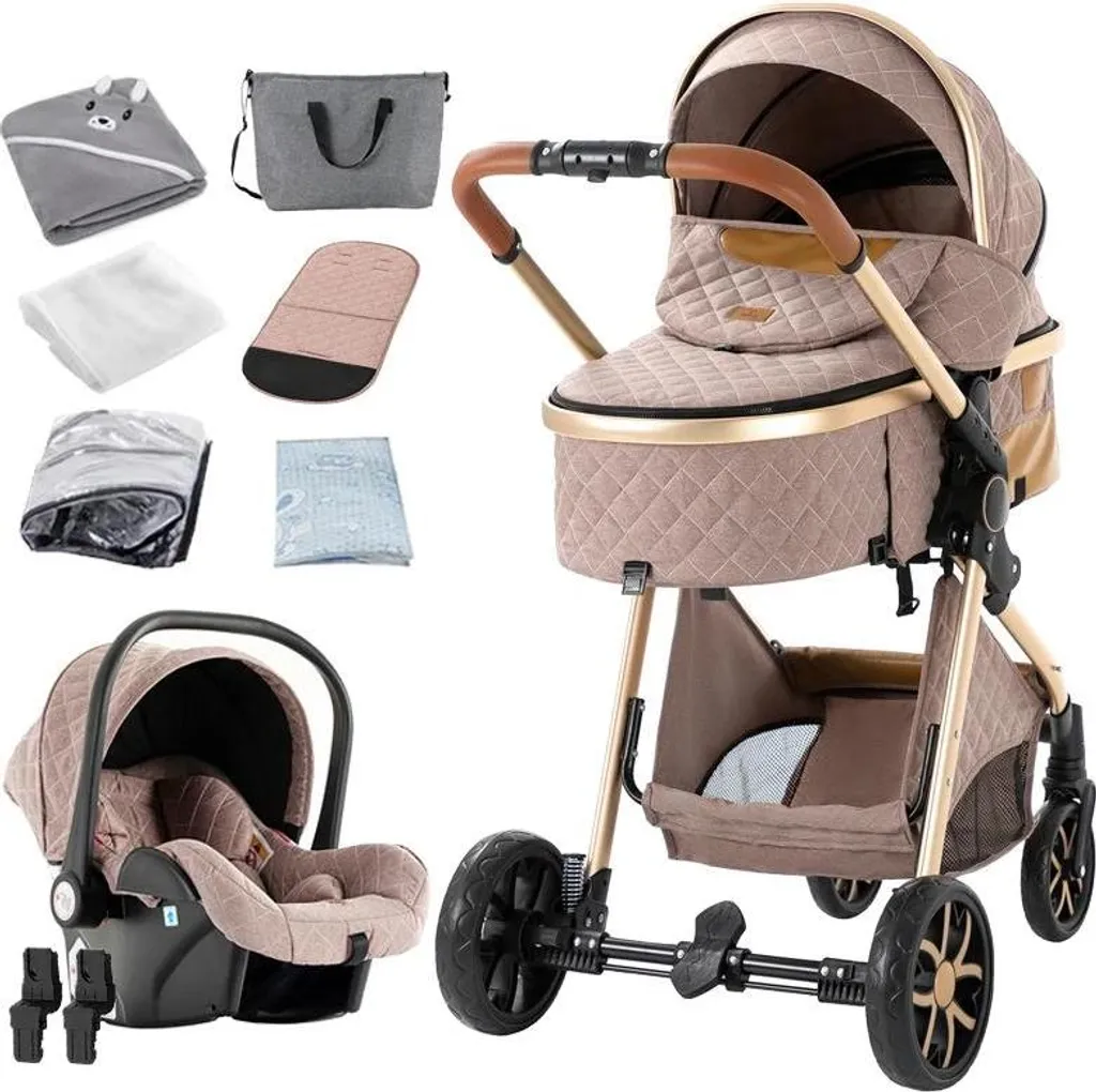 Poussette de Voyage Pliable Khaki pour Avion et Train - Format XS