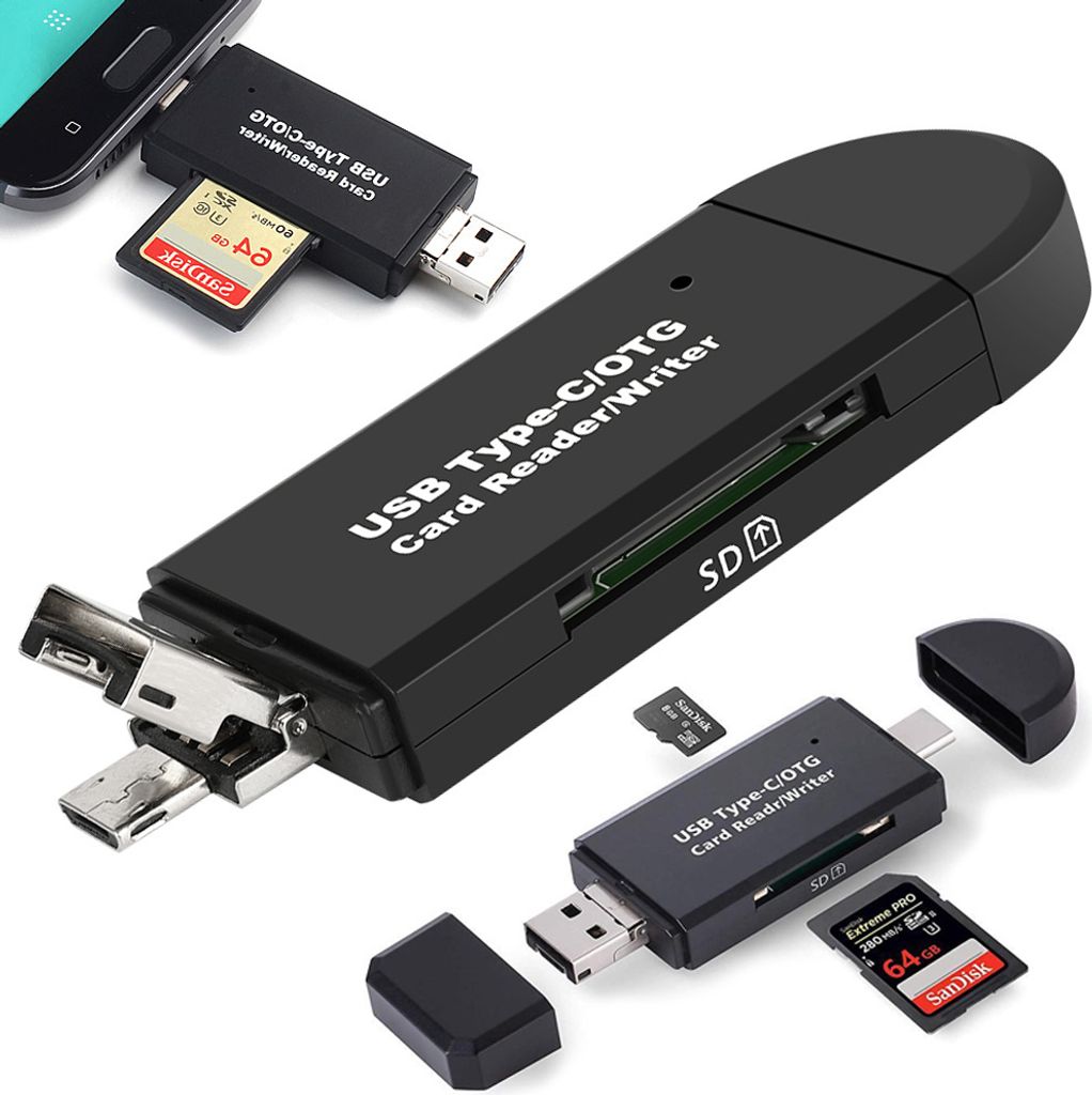 Verk 06258 Čtečka karet OTG 5 v 1, TF/SD, USB, Micro USB, Obrázek produktu 
