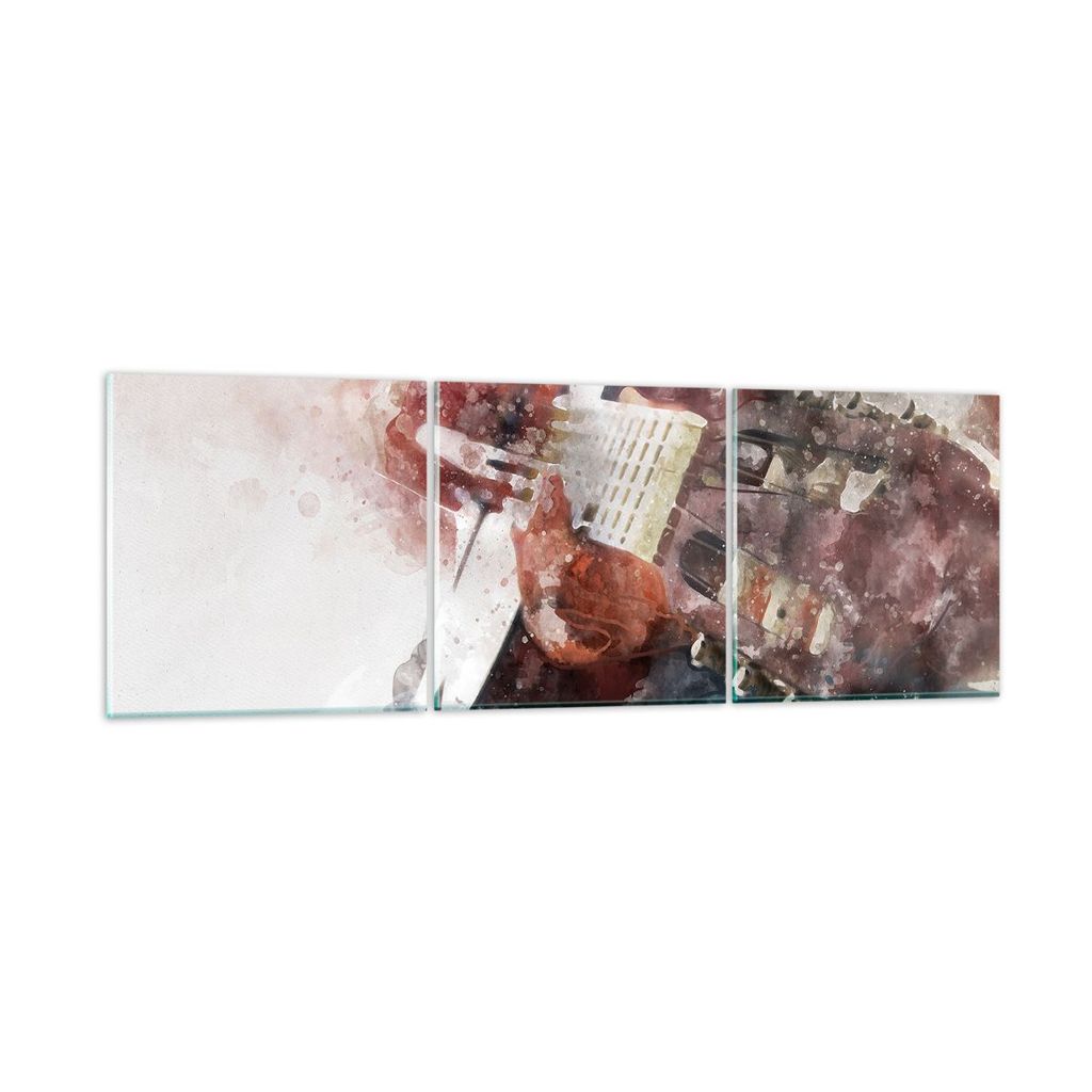 Bilder auf glas - Gitarre Musik - 90x30cm - Glasbilder - Wandbilder - Bilder - Kunstdruck - zum Aufhängen bereit - Wanddekoration aus Glas - Glas ...
