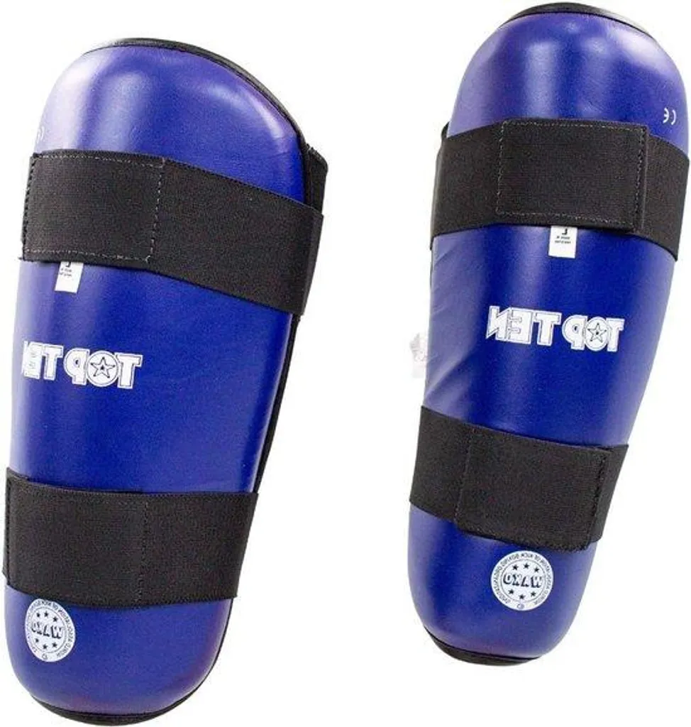 Protège-tibias de football bleu taille M avec mousse EVA absorbante