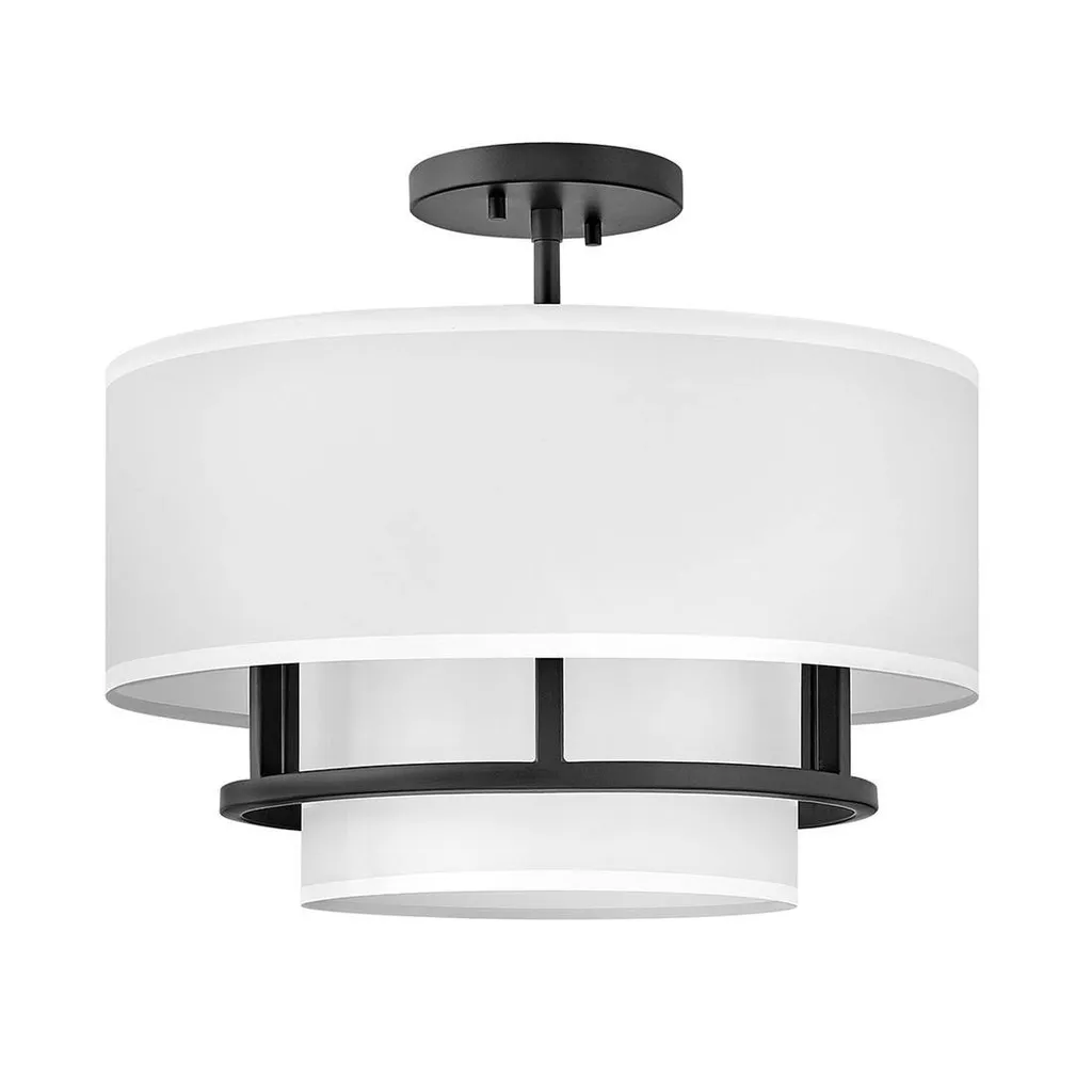 Grand lustre Graham noir 130cm en tissu IP20 Hinkley - Éclairage 3 lampes
