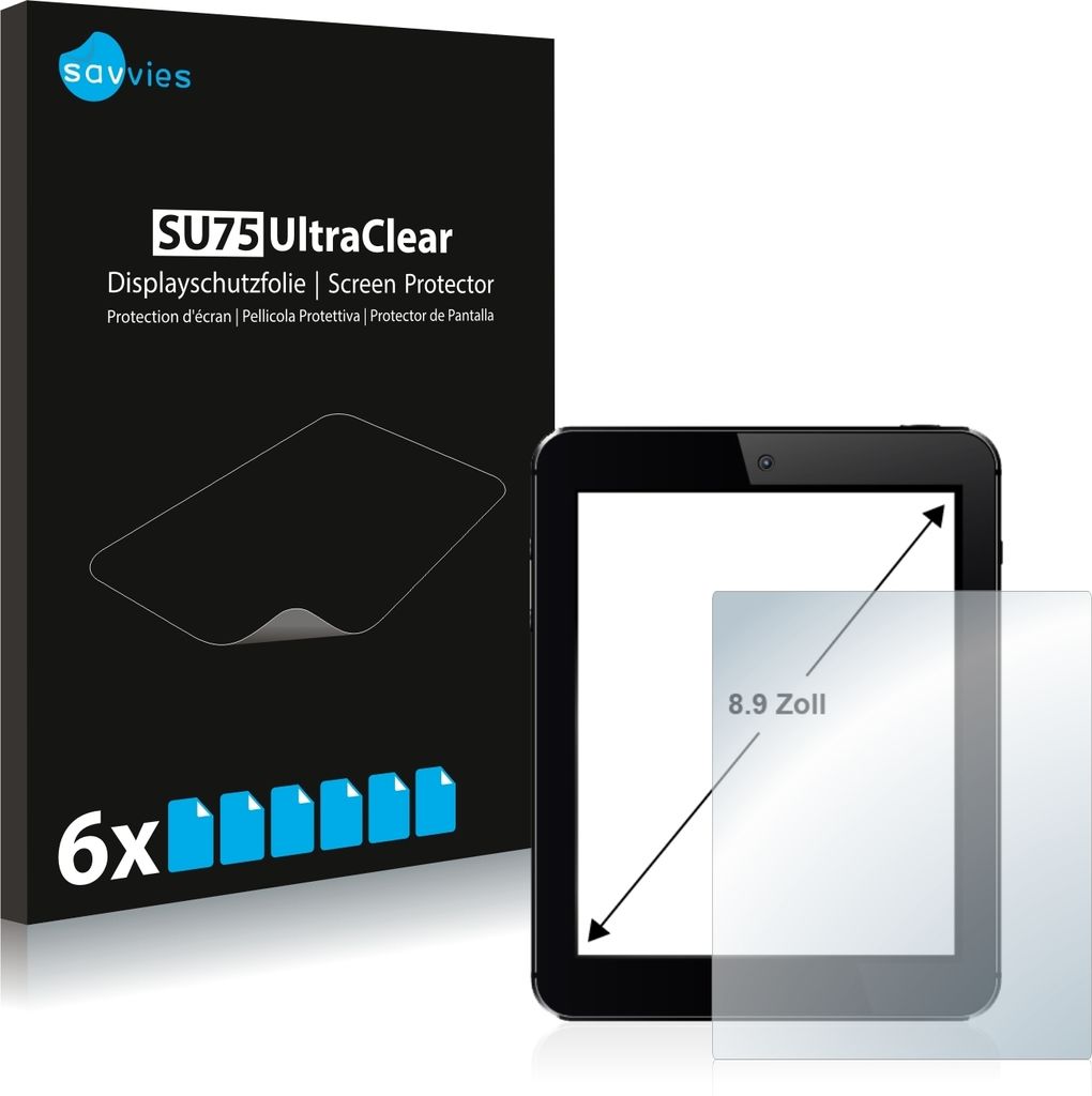 6x Schutzfolie für Tablets mit 22.6 cm (8.9 Zoll) Displays Produktbild 