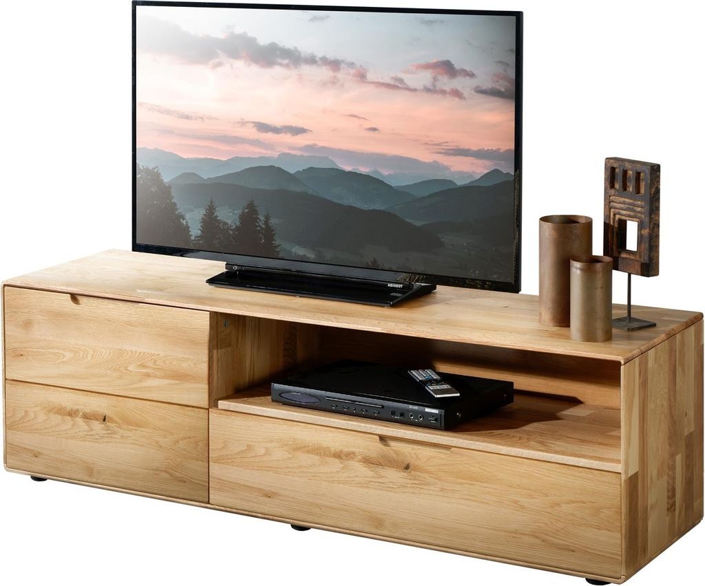 TV Lowboard - 149 x 47 cm - 1 Tür - 1 Schublade - Wildeiche massiv geölt