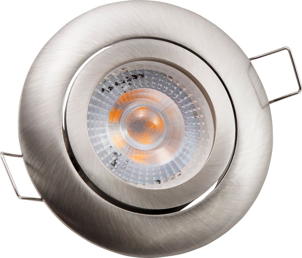 LED Einbauleuchte Deckenlampe McShine "Eco-50", 5W, 400 lm, 3000K, step-dimmbar, Edelstahl gebürstet