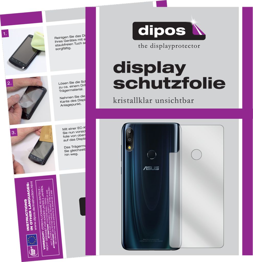 6x Schutzfolie für Asus ZenFone Max Pro (M2) Rückseite klar Displayschutzfolie