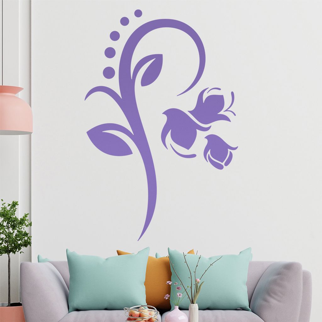 Blume - Linien Punkte Wandtattoo in 6 Größen - Wandaufkleber Wall Sticker - Dekoration, Küche, Wohnzimmer, Schlafzimmer, Badezimmer