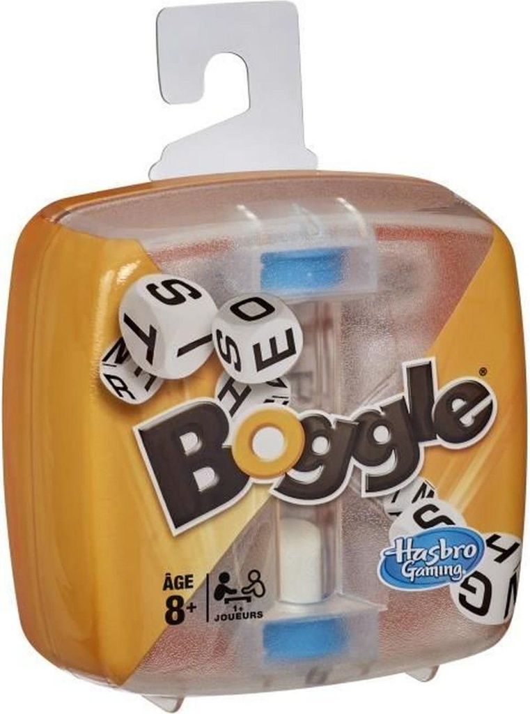 The image shows the packaging of the Boggle board game.