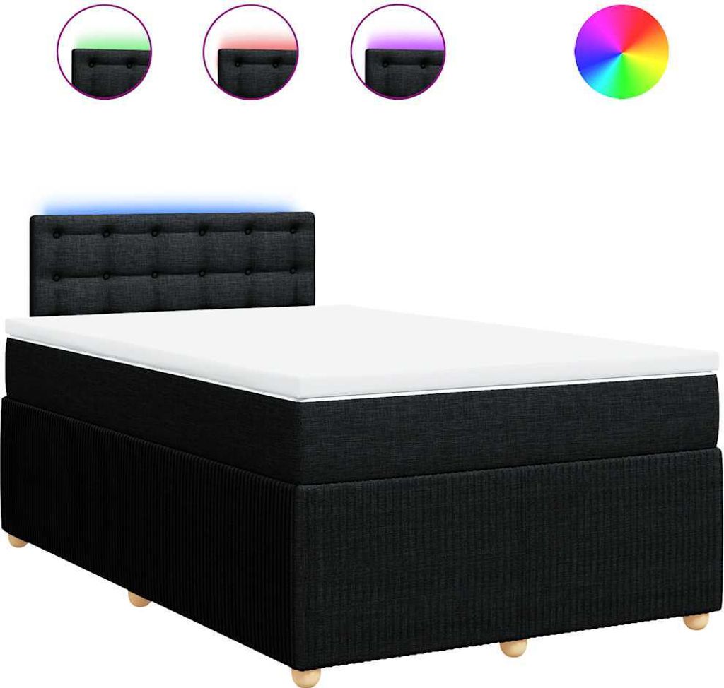 vidaXL Boxspringbett mit Matratze Schwarz 120x190 cm Stoff