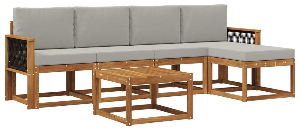vidaXL Outdoor-Sofagarnitur 6 pcs Natürlich und Hellgrau Polyester