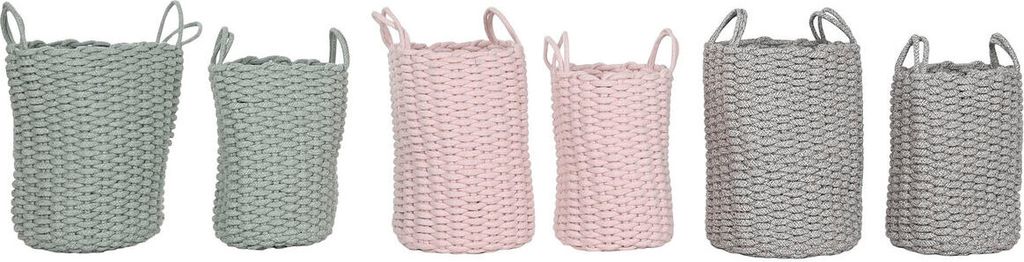 Korb-Set Home ESPRIT grün Grau Rosa Schnur 30 x 30 x 43 cm 2 Stücke (3 Stück)
