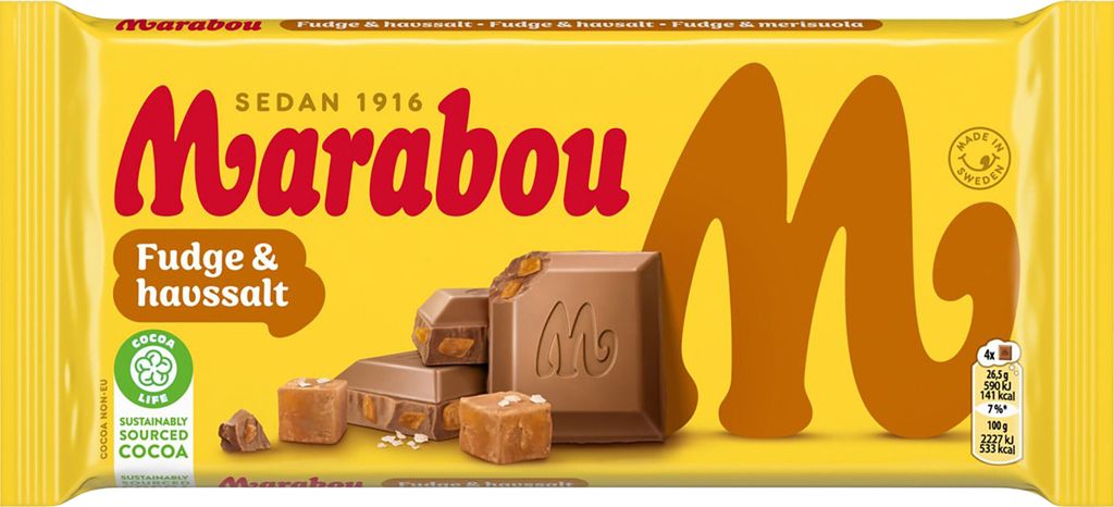 MARABOU Mjölkchoklad Fudge & havssalt 185g Marabou Produktbild 