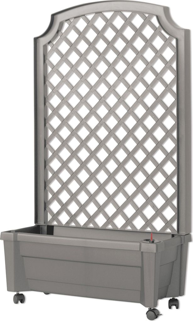 Pflanzkasten NYVIGreen 79x35x134 cm 42 Liter mit Bewässerungssystem & Spalier - Pflanzkübel aus wetterfestem & recyceltem Kunststoff, Farbe:Grau