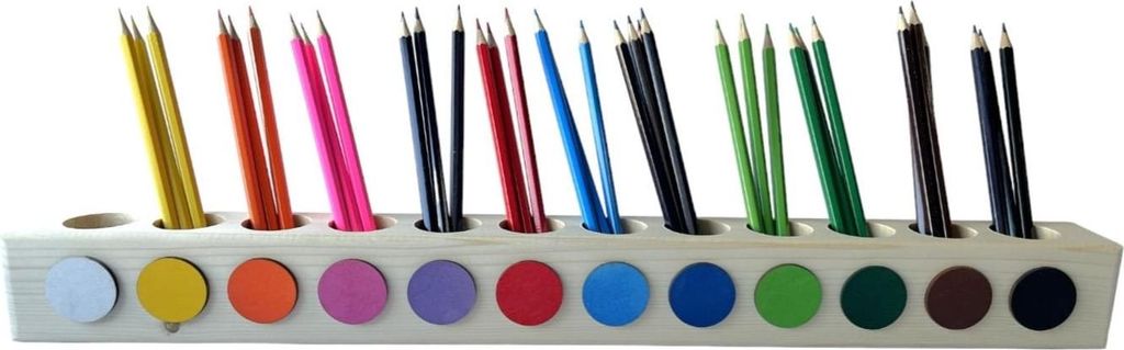 Holz Buntstiftsortierer ORGANIZER Montessori 12 Farben Produktbild 