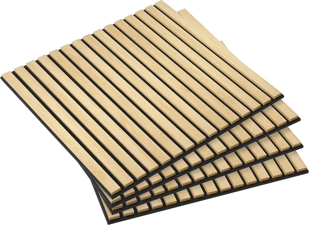 HOMCOM 4pz Pannelli Acustici Ufficio 60x60 | Soluzione Eco 3D Quercia