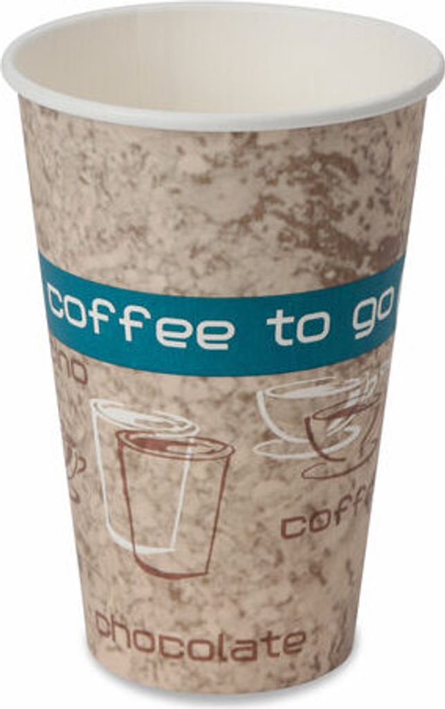 50x Kaffeebecher Premium "Coffee to go" Pappe beschichtet 16oz. 400 ml
