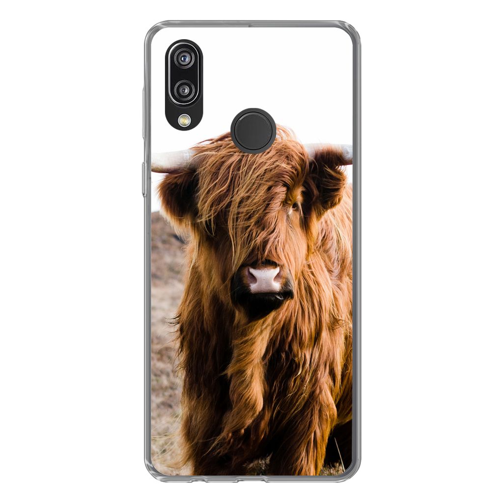 MuchoWow Handyhülle Schutzhülle Hülle für Huawei P20 Lite (2020) Schottische Highlander - Landschaft - Kuh - Braun - Tiere - Natur Silikon So...