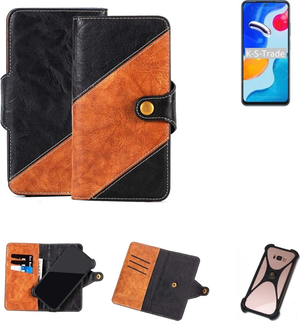 K-S-Trade Handyhülle Schutzhülle Bookstyle Case Wallet-Case kompatibel mit Xiaomi Redmi Note 11S Global Handy Cover Bumper Klapphülle schwarz