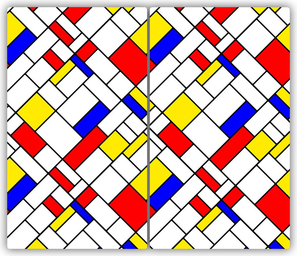 Tulup Glas-Herdabdeckplatte - 2x30x52cm - Glaskeramikkochfeld-Abdeckung Spritzschutz Zweiteilig Abstraktion