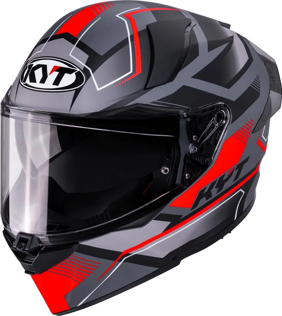 Casque KYT R2R Parsec Gris Mat Rouge Taille L 59/60 pour Motards